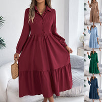 Women's Long Sleeve Shirt Dress with Ruffle Hem - image 1