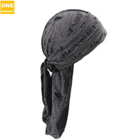 Retro Distressed Denim Ribbon Hat - image 4