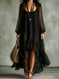 Women's Mesh Asymmetrical Flowy Dress - image 6