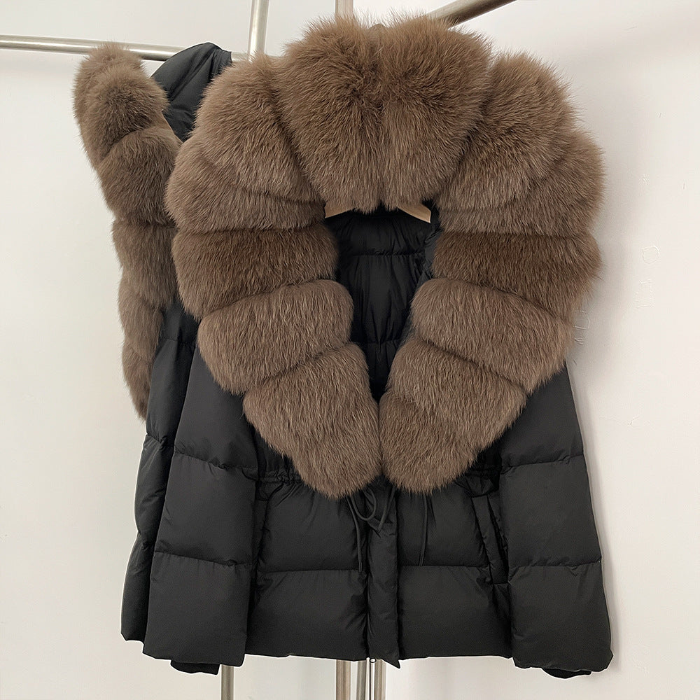 Faux Fur Collar Mid-Length Puffer Jacket - image 10