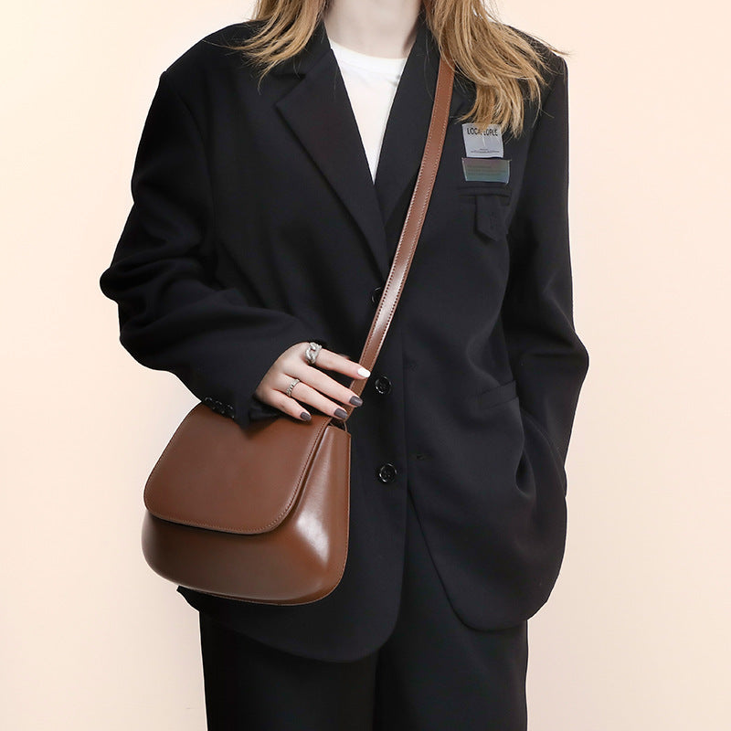 Vegan Leather Saddle Crossbody Bag - image 1