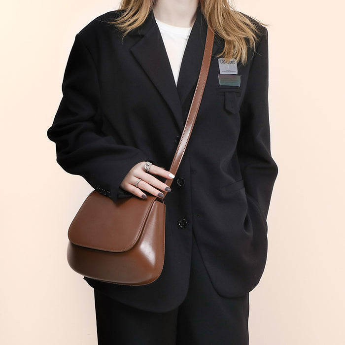 Vegan Leather Saddle Crossbody Bag