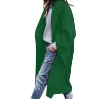 Women's Long Woolen Lapel Coat with Pockets, Khaki Single Breasted Winter Overcoat - image 9