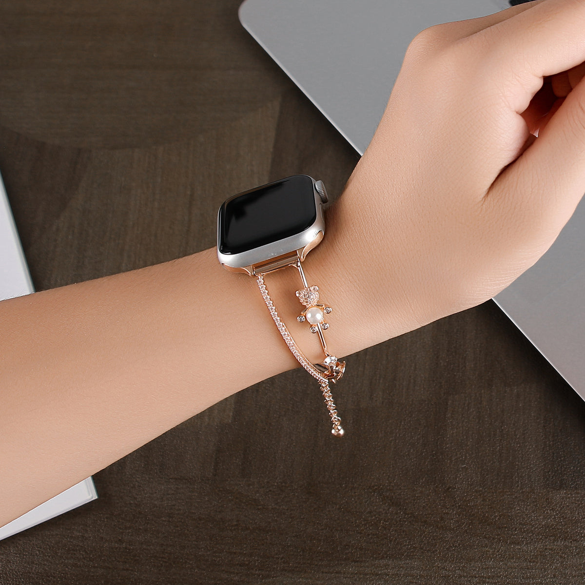 Bear Hug Metal Chain Band Compatible with Apple Watch - image 8