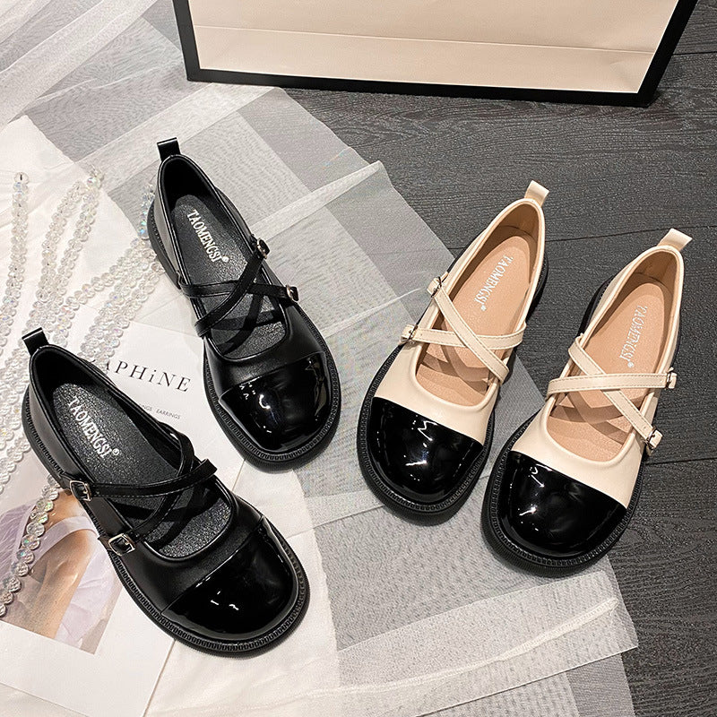 Soft Leather Color Block Block Heel Pumps - image 4