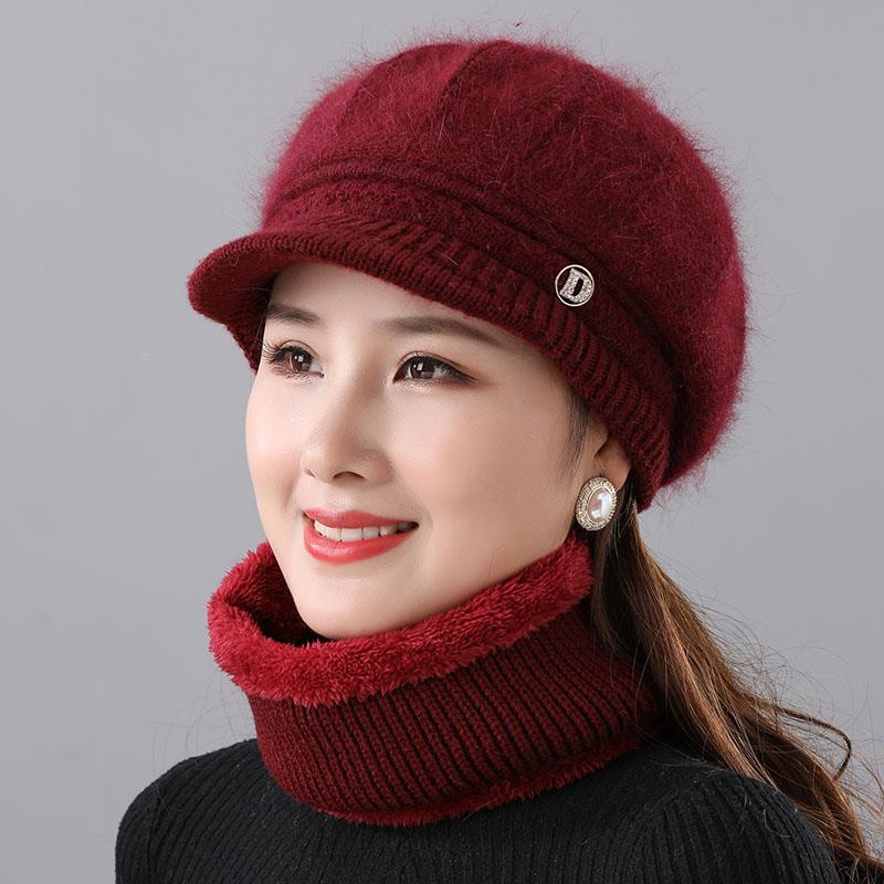 Rabbit Fur Knitted Woolen Cap Women's Autumn Versatile Winter Warm Beanie Hat - image 3