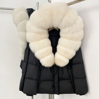 Faux Fur Collar Mid-Length Puffer Jacket - image 8