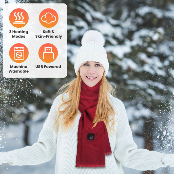 USB Heated Neck Wrap Scarf with 3 Temperature Levels