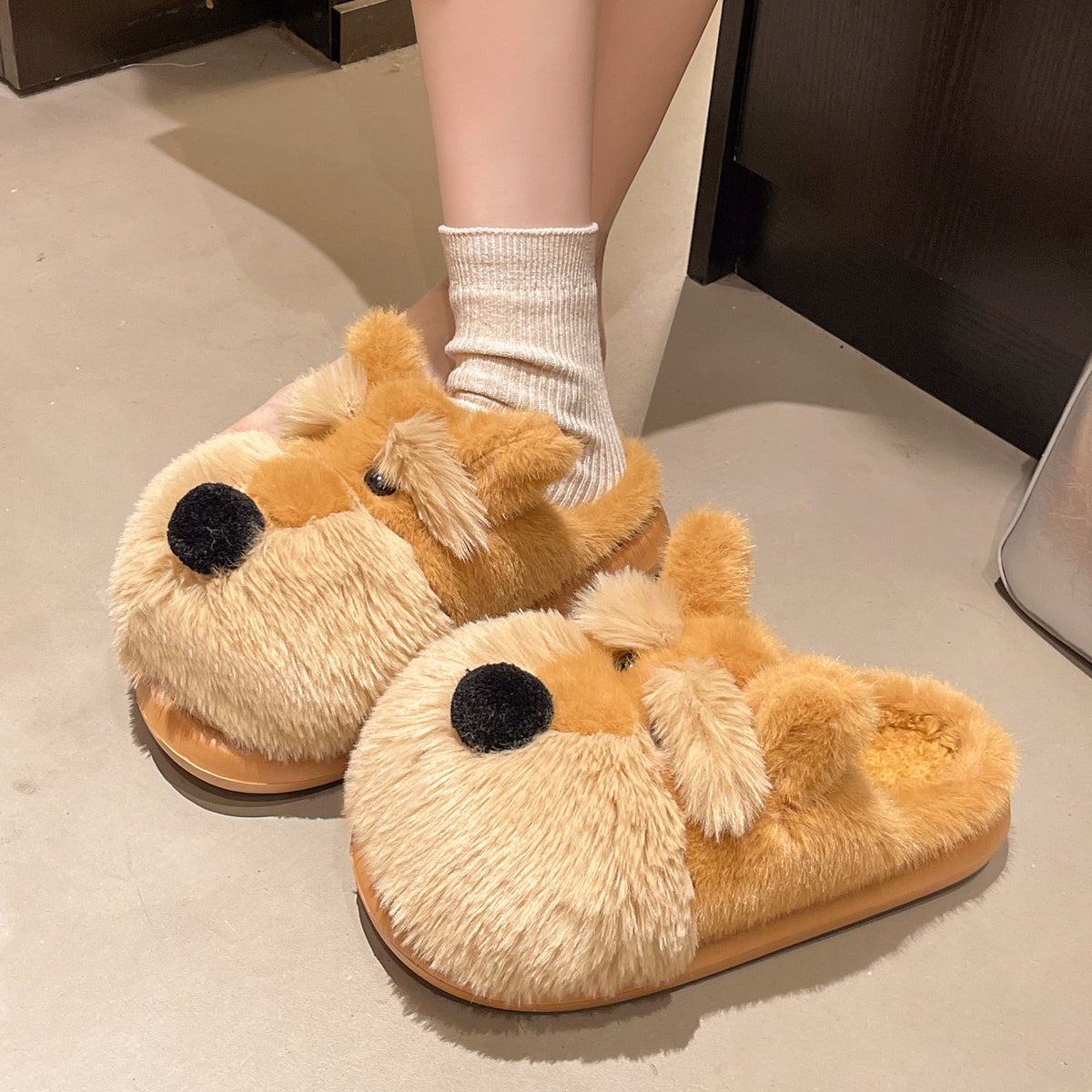 Cartoon Dog Plush House Slippers - image 7