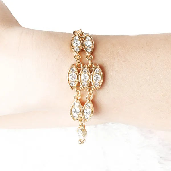 Noble Burnished Gold Bling Rhinestone Bracelet - image 5