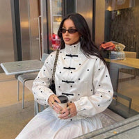 Knot Button Belted Zip-Up Jacket - image 1