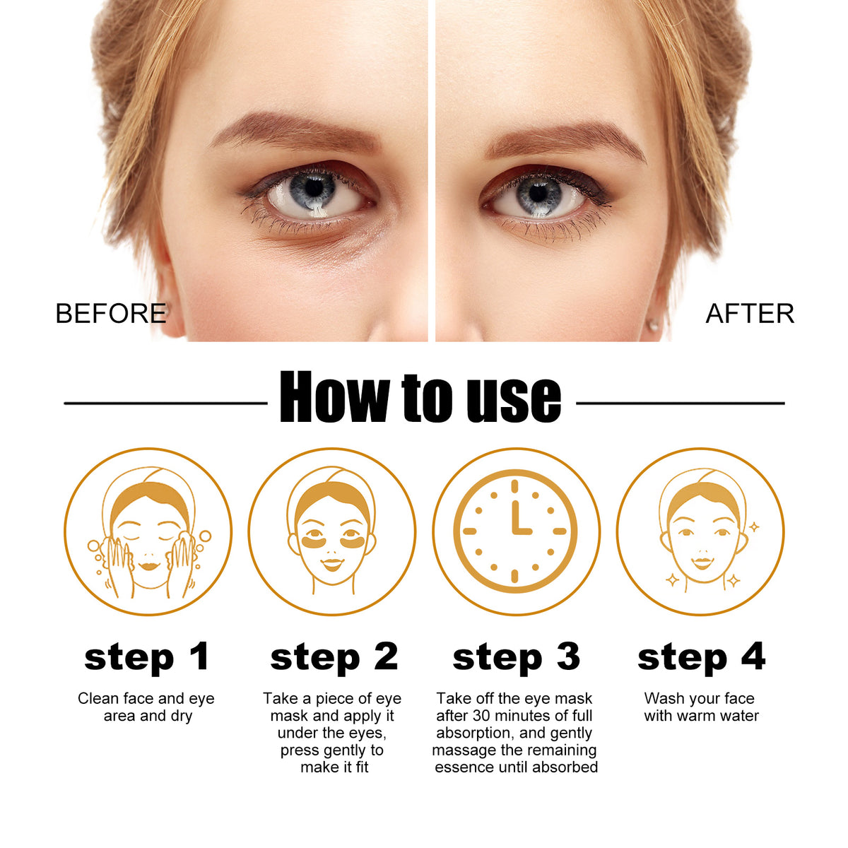 EELHOE Collagen Gold Eye Mask Firming Eye Patches For Dark Circles And Puffy Eyes - image 6