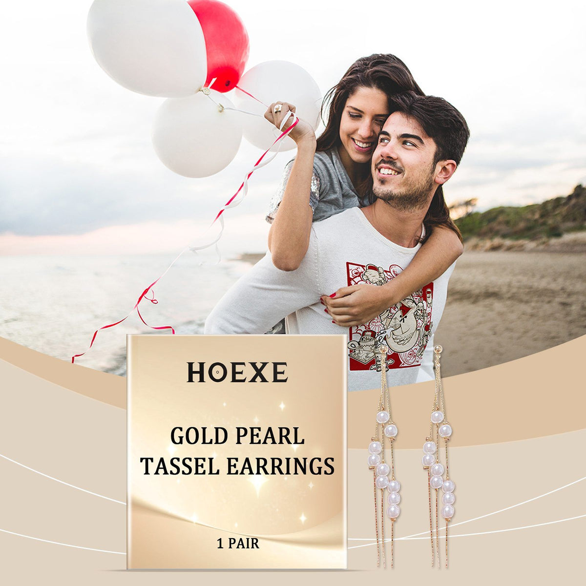 HOEXE Pearl Accent Tassel Earrings, 1 Pair - image 3