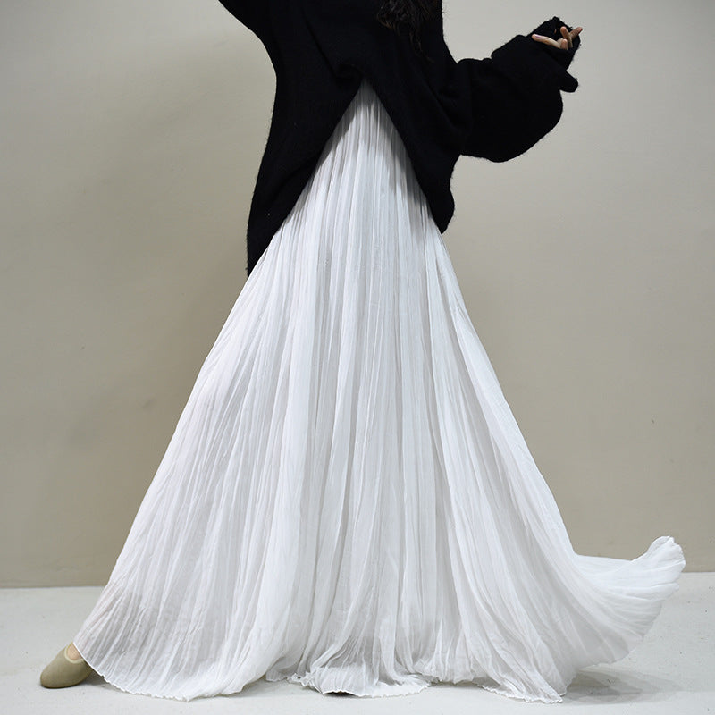 Nude Pleated Chiffon Swing Dress - image 10