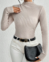 Women's Ribbed Mock Neck Knit Jumpsuit Long Sleeve Slim Casual Jumpsuit - image 4