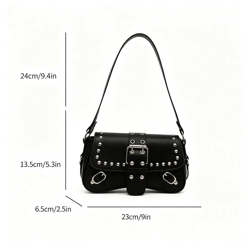 Studded Vegan Leather Shoulder Bag
