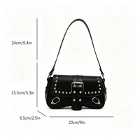Studded Vegan Leather Shoulder Bag - image 4