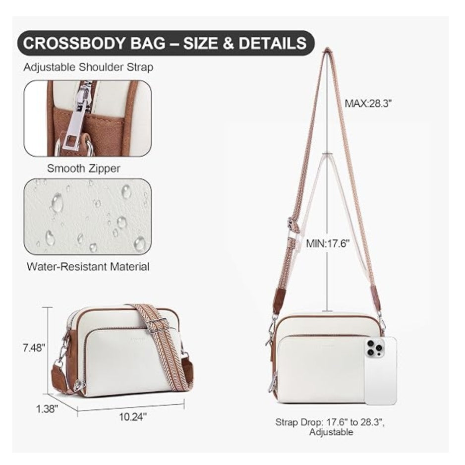 Crossbody Purses For Women Vegan Leather Travel Anti Theft Bags Guitar Strap Shoulder Purse With Built - image 6