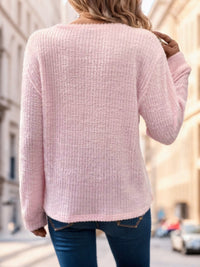 Women Plain Collar Rib Knit Casual Basic T-Shirt Blouse - image 6