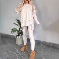 Women's Slit Long Sleeve Top And Trousers Suit - image 1