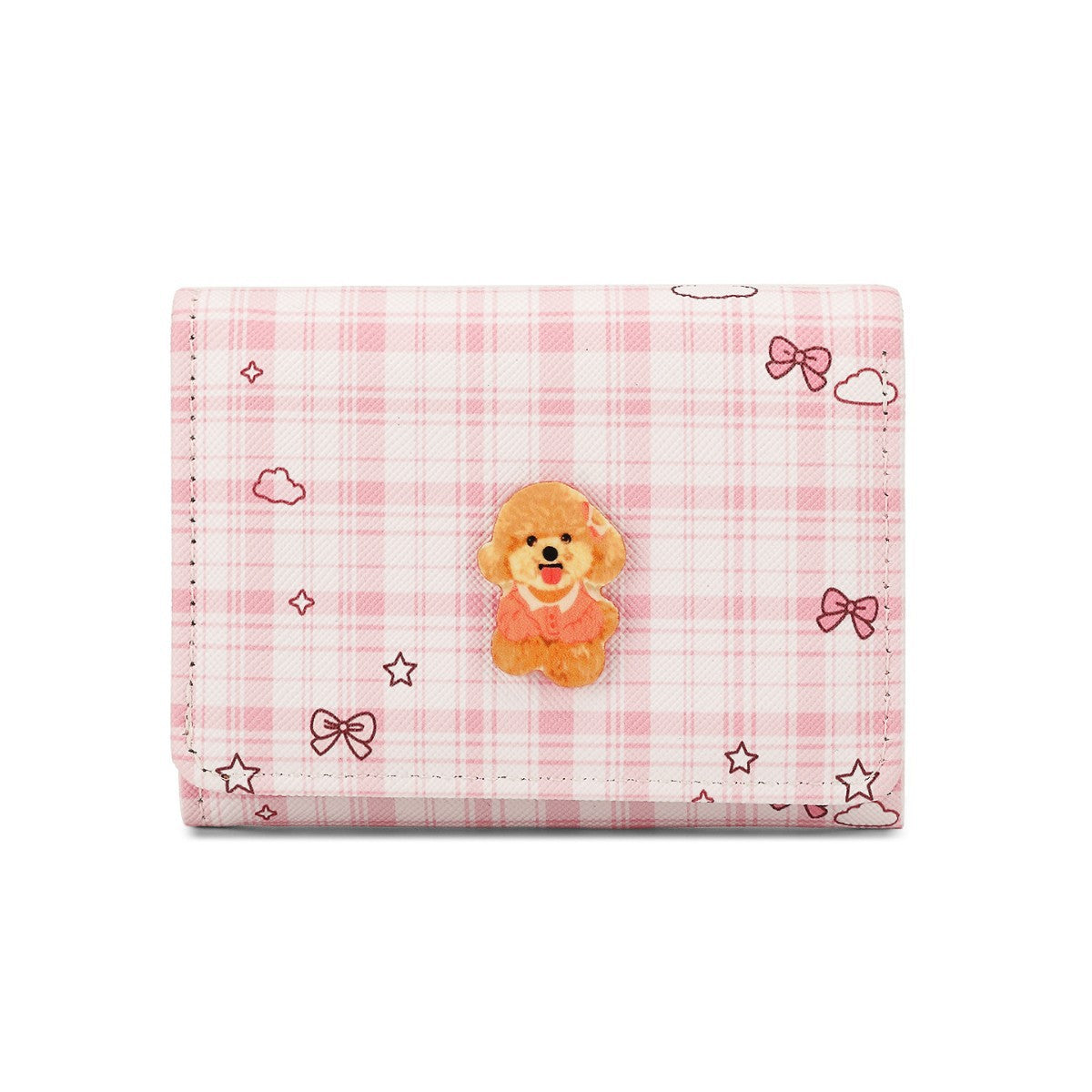 Plaid Short Wallet with Dog Design - image 5