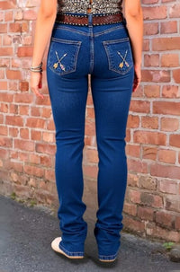 Dark Blue Embroidered Boho Flare Jeans - image 10