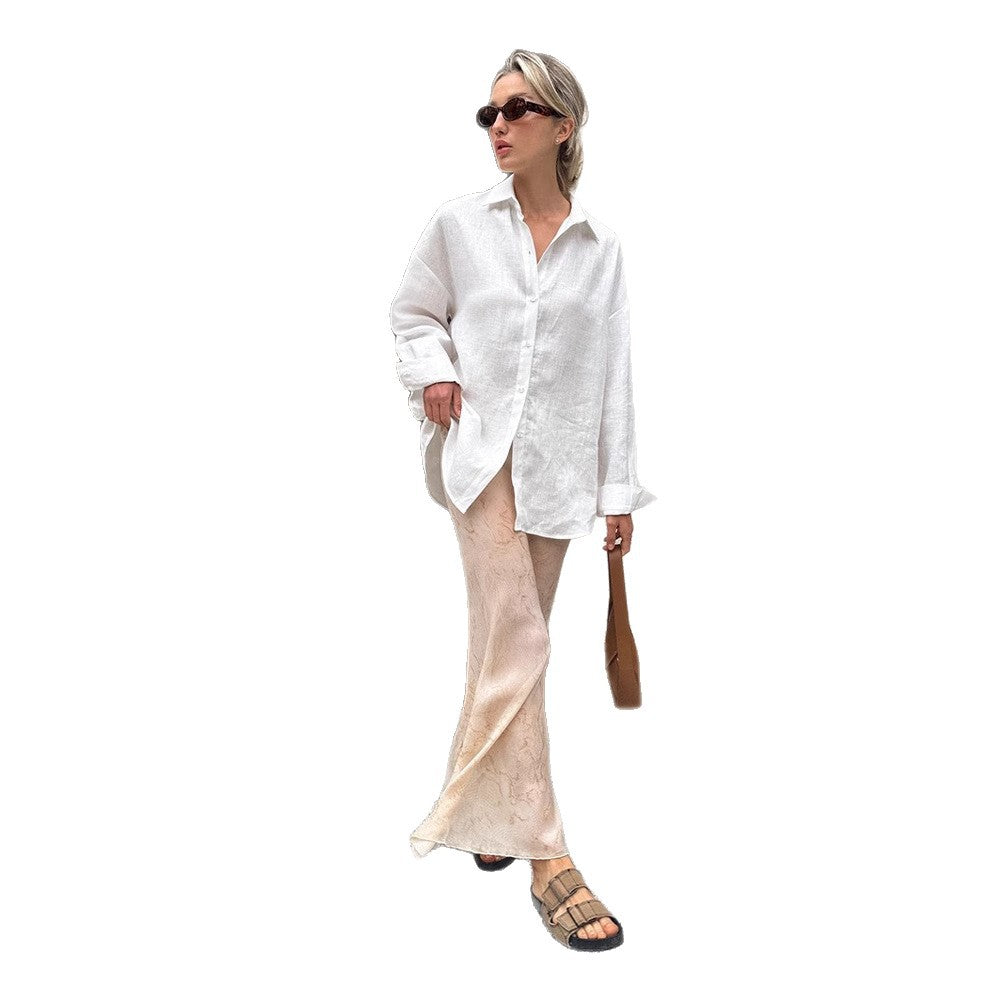 Women's Solid Color Casual Long Sleeves Cardigan Coat Blouse - image 5