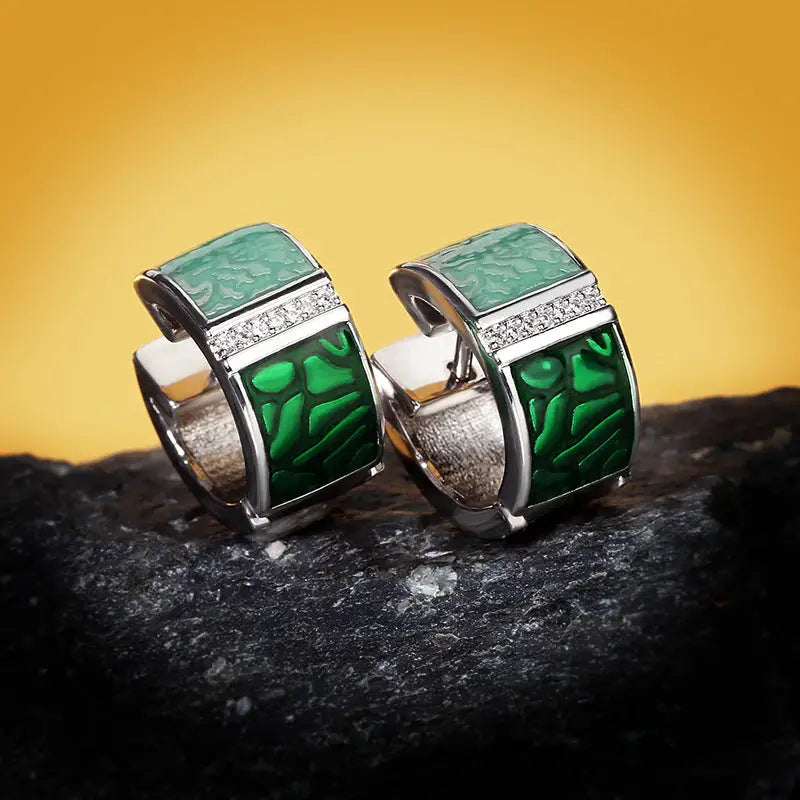 Pendientes de oro con flor morada - image 2