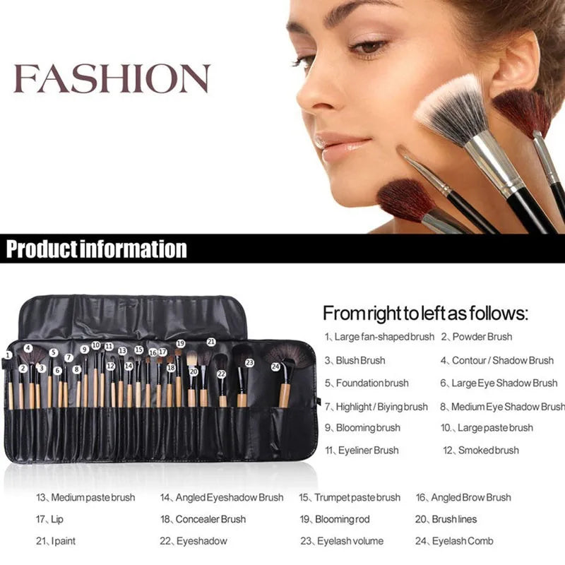 24-Piece Professional Makeup Brush Set with Bag - image 3