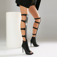 Cutout Elastic Strap Stiletto Sandals - image 4