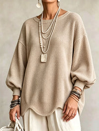 Lantern Sleeve Top with Wavy Hem - image 6