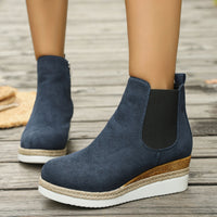 Color Block Pointed Toe Wedge Boots - image 4