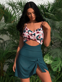 Floral Tankini with Swim Skirt - image 1
