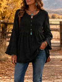 Lace-trimmed Loose-fit Shirt With Tassel Patchwork Top - image 4