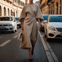 Women's Batwing Sleeve Belted Midi Dress - image 1