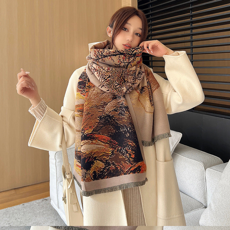 Artificial Cashmere Scarf Elegant Shawl Fashion High Sense - image 3