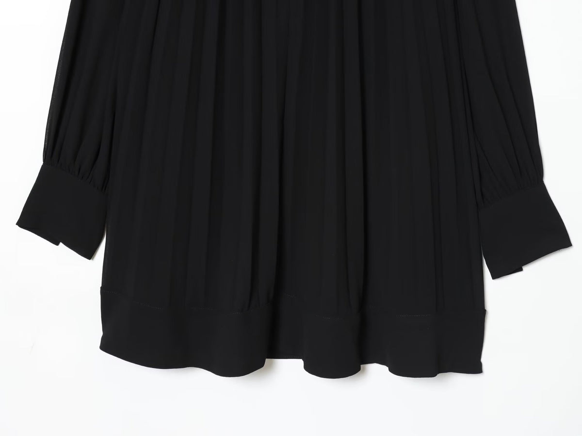 Puff Sleeve Pleated Mini Dress - image 4