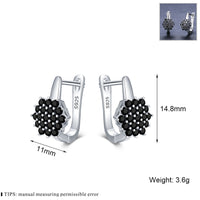 Black Zircon Flower Huggie Earrings - image 4