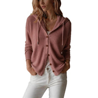 Hooded Knitted Cardigan Womens Loose-Fit Coat - image 5