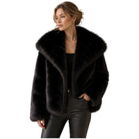 Retro Faux Fur Plush Coat with Lapel - image 7