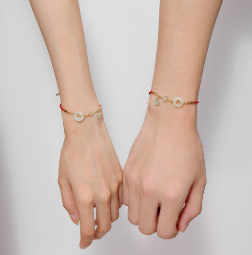 Red Cord Bracelet with Jade Charm - image 4