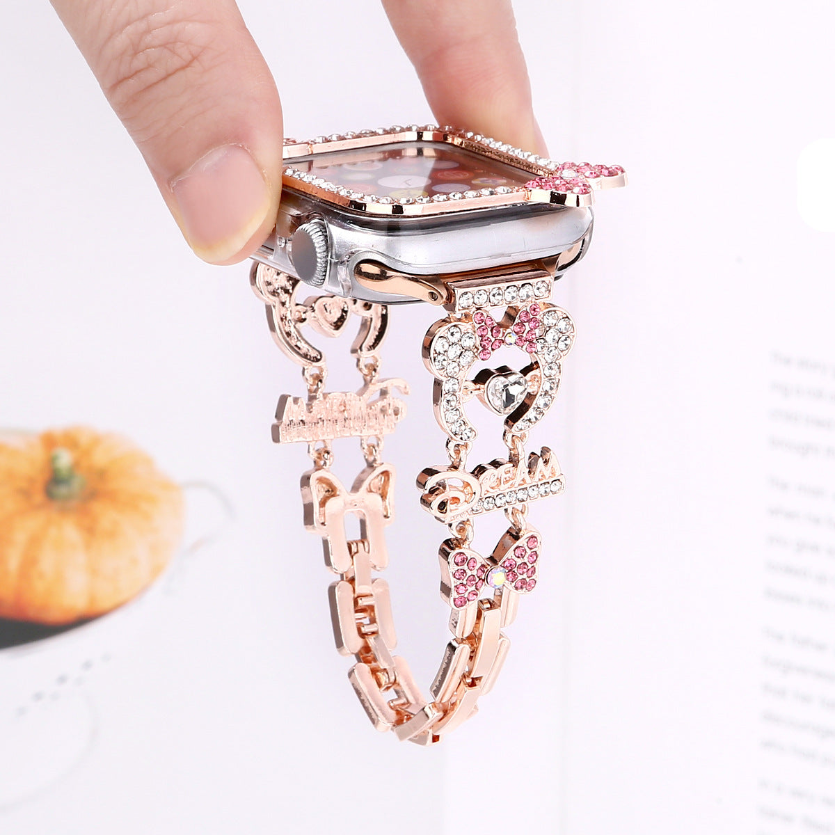 Hearts Rhinestone Metal Band Compatible with Apple Watch - image 2