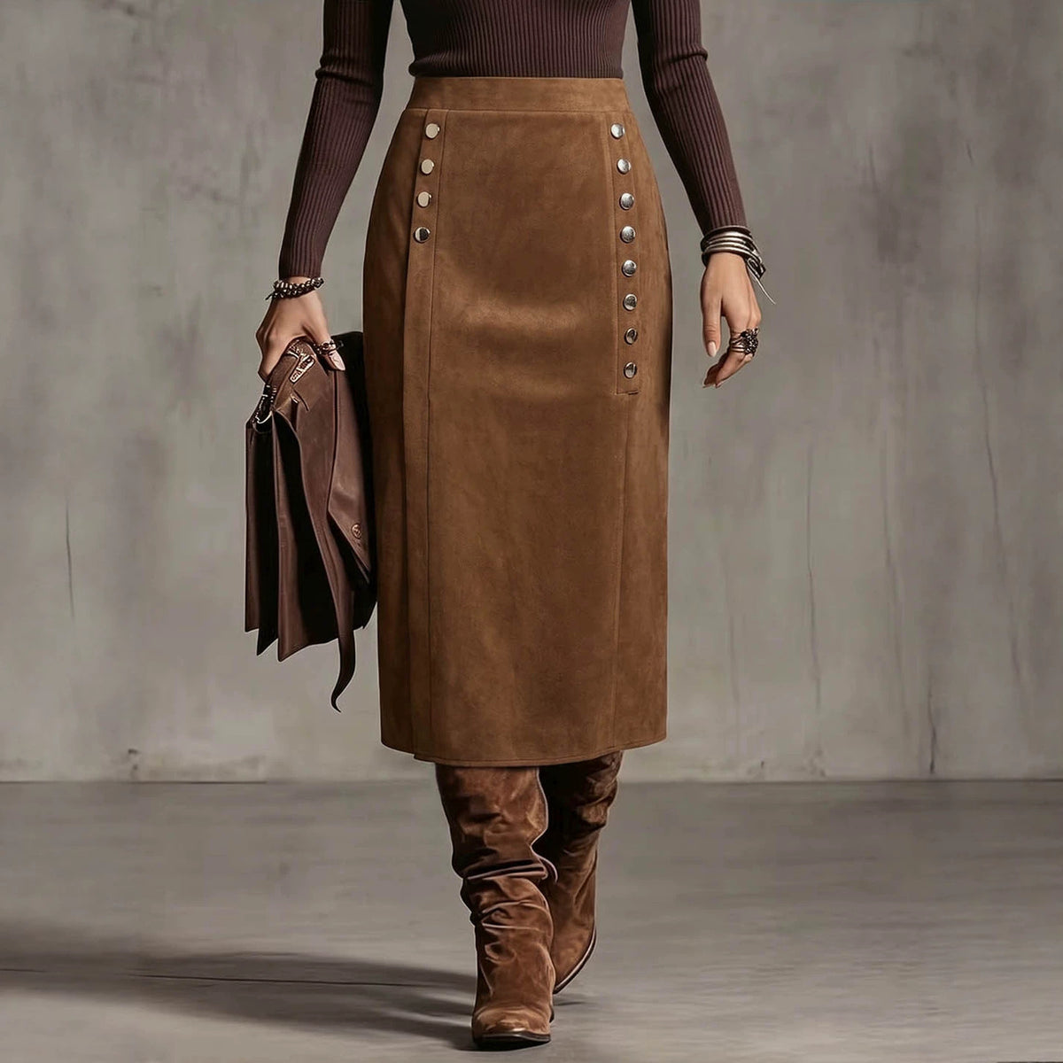 Plus Size High Waist Slit Skirt - image 5