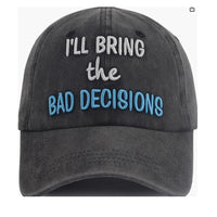 2pcs Washed Distressed Baseball Cap , Embroidery I'll Bring The Bad Decisions Funny Hat, Summer Lightweight Cotton Adjustable Trucker Hat - image 7