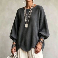 Lantern Sleeve Top with Wavy Hem - image 2