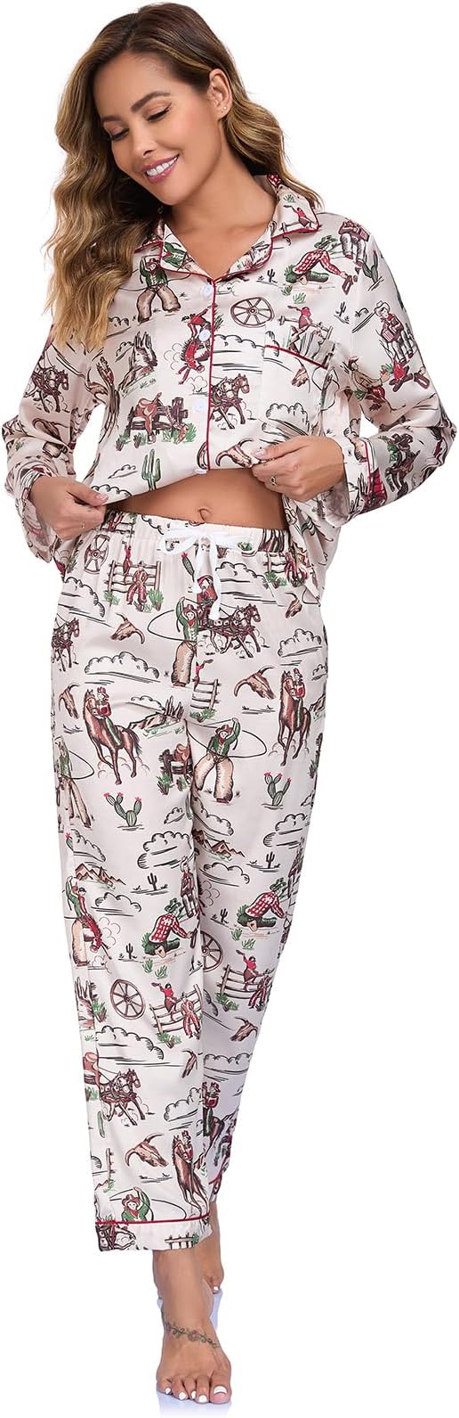 Pijama de manga larga con botones y bolsillo - image 5