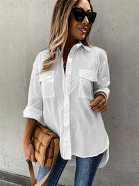 Simple Casual Long Sleeve Shirt With Pocket - image 3