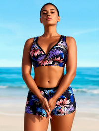Tropical Floral Sporty Two-Piece Swimsuit with Boy Shorts - image 4
