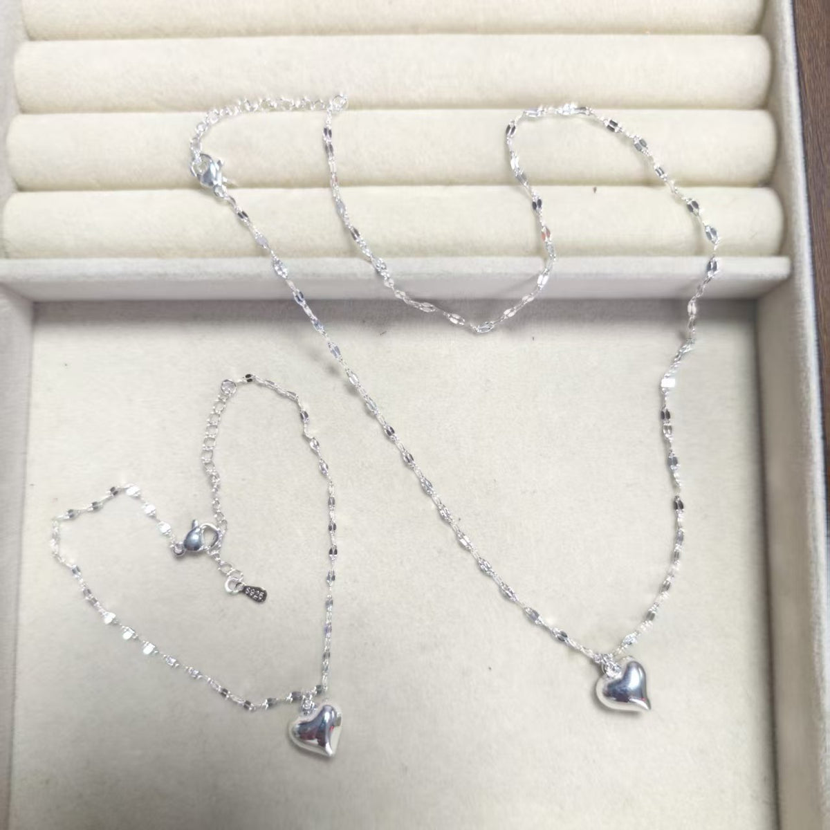 Silver Plated Heart Pendant Choker Necklace - image 2