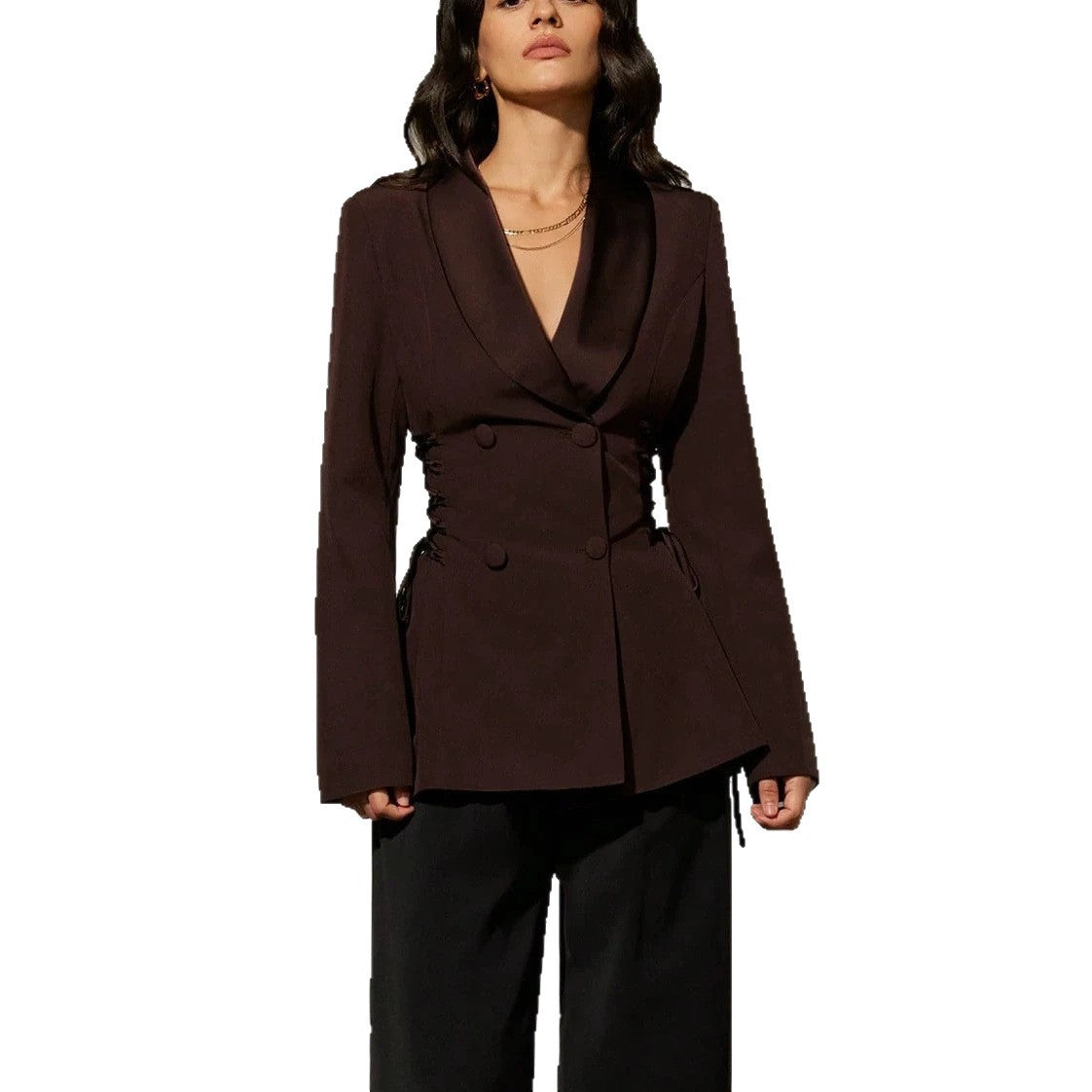 Women's Dark Brown Slim Fit Blazer - image 5
